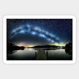 Milky Way Arching over a Jetty and Lake Sticker